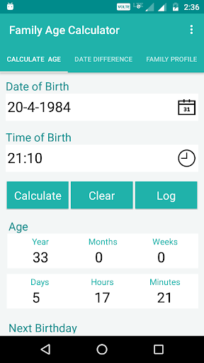 Family Age Calculator Screen 2