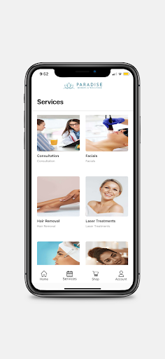 Paradise Medspa Mobile App Screen 2