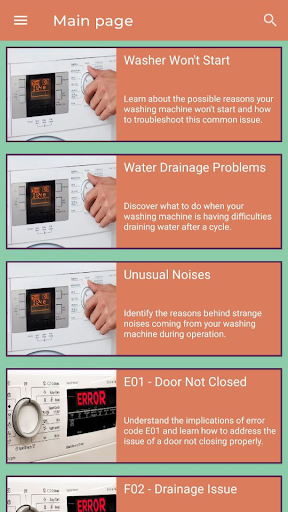 Washing Machine Error Codes Screen 3