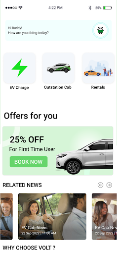 Volt Taxi - EV cab booking Screen 2