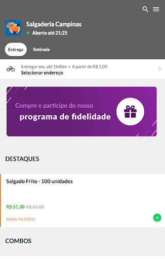 Android application Salgaderia Campinas screenshort