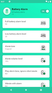 Battery full alarm - low alert