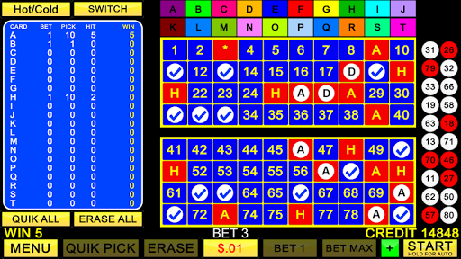 Keno 20 Card Screen 2