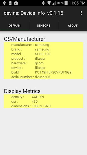 Android application devine screenshort
