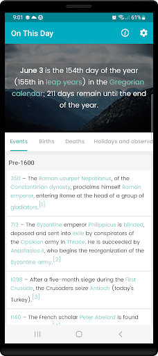 Android application On This Day screenshort