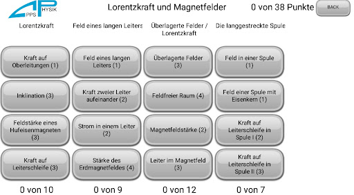 Android application Lorentzkraft und Magnetfelder screenshort