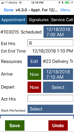 Job Cost Inc Field App Screen 3