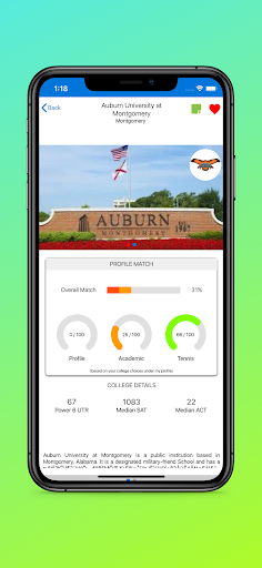 College Tennis App Screen 3