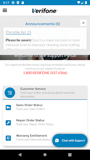 Android application myVerifone screenshort