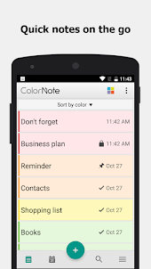 ColorNote แผ่นจดบันทึก notepad