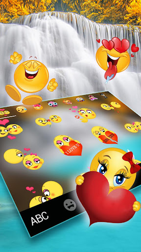 Nature Blue Waterfall Keyboard Screen 3