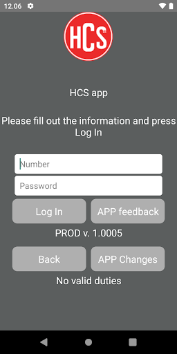 HCS driver app Screen 2