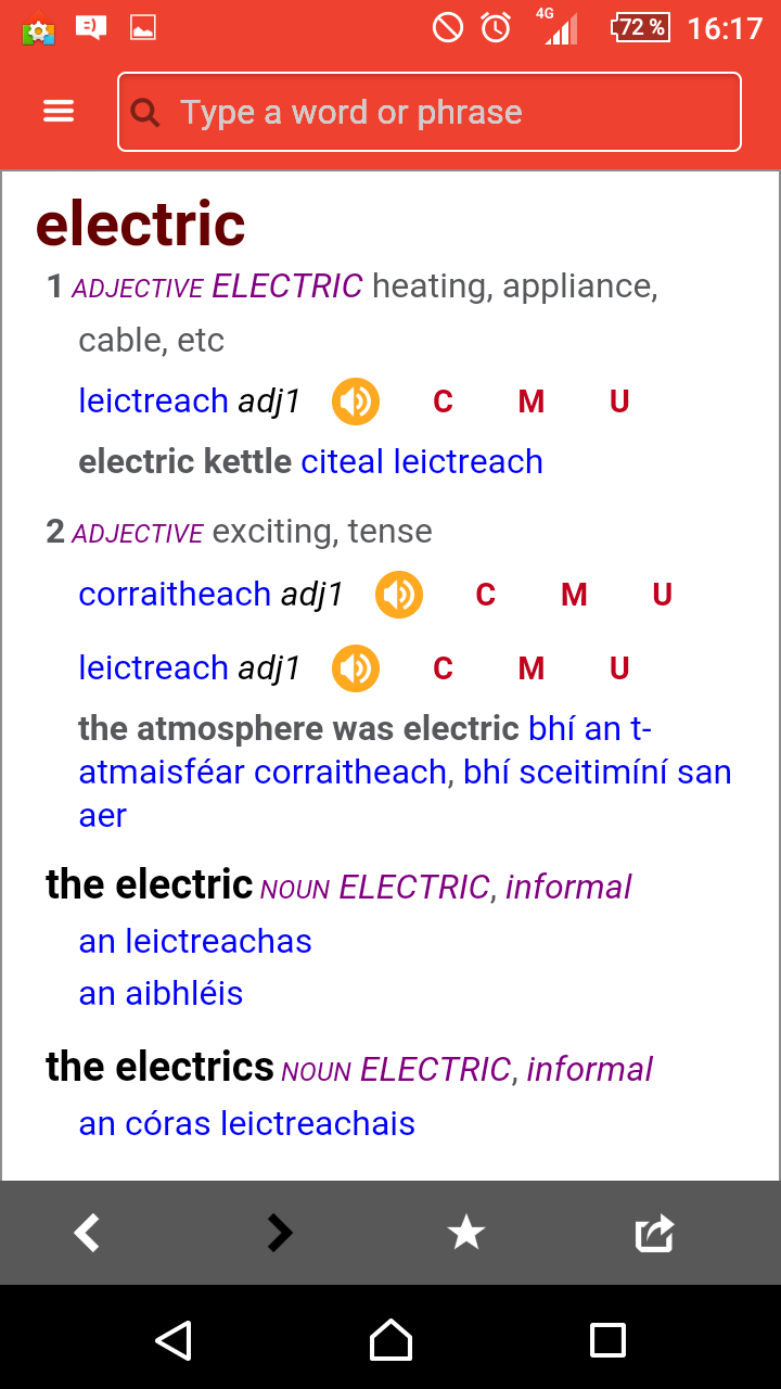 Android application New English-Irish Dictionary screenshort