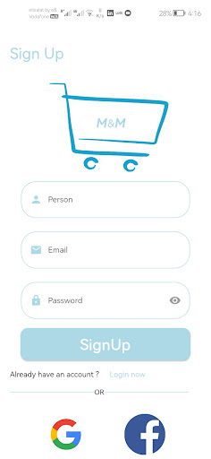 Android application M&M shop screenshort