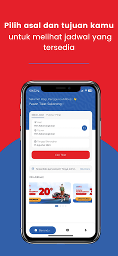 Android application Adibuzz - Tiket Travel screenshort