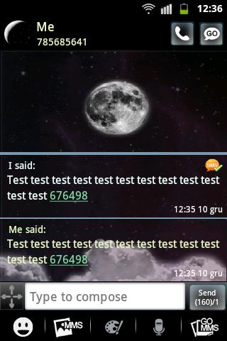 Night Moon GO SMS Theme Screen 2