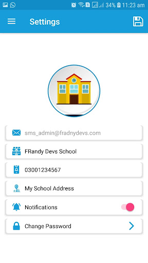 SMS (School Management System) Screen 3