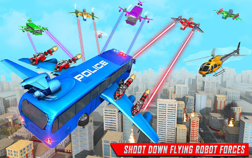 Flying Bus Robot Transform War- Police Robot Games
