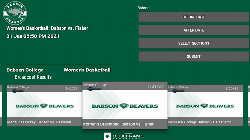 Babson College Sports Network Screen 2