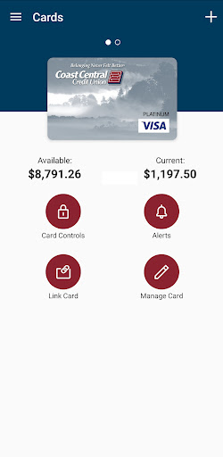 Coast Central Card Control Screen 2