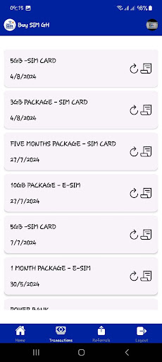 RentSim Ghana: SIM Cards/e-SIM Screen 2