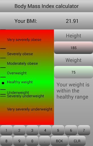 BMI calculator Screen 2