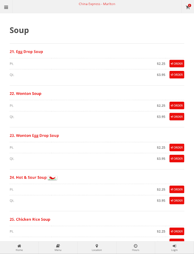 China Express Marlton Ordering