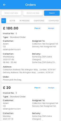 Drycleaner Dashboard Screen 2