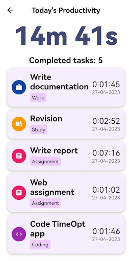 TimeOpt Screen 2