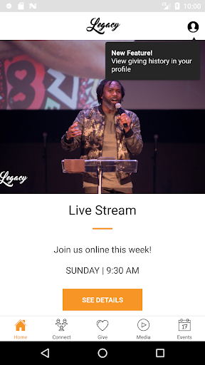 Android application Legacy Center Church screenshort