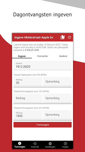 Android application Dagontvangsten & Kas - Scrada screenshort