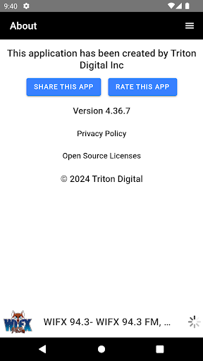 Android application WIFX 94.3 screenshort