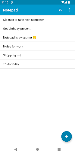 Android application Notepad screenshort