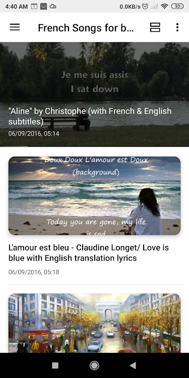 Learn french with music - 18 - (Android)