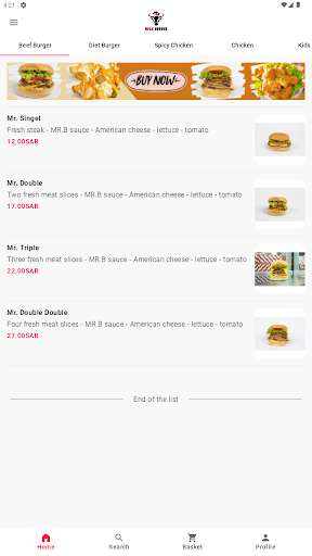 Android application MR. B BURGER screenshort
