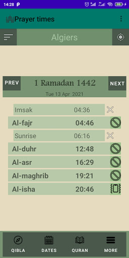 Android application Muslim Prayer times and Qibla screenshort