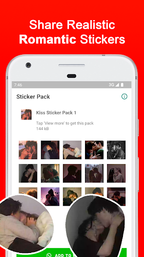 Android application Couple Romantic Kiss Stickers screenshort