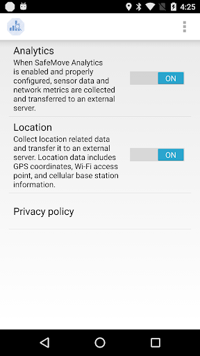 Android application SafeMove Analytics screenshort