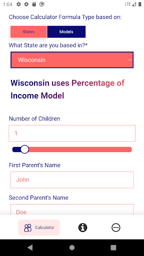 Android application Child Support Calculator USA screenshort