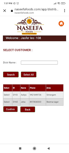 Naseefa Foods Sales Team Screen 2