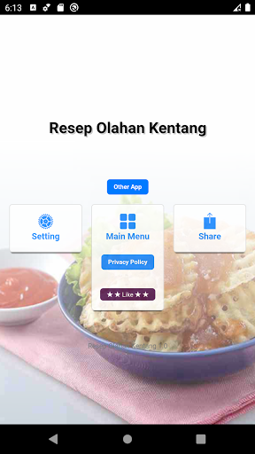 Android application Resep Olahan Kentang Lezat screenshort