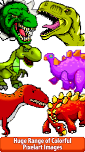 Dinosaurs Color Pixel Art Draw