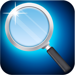 Icon image magnifying glass with light