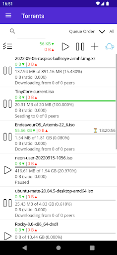 Android application Transmission Manager screenshort