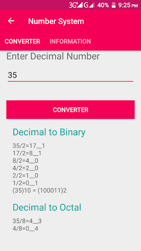 Number Conversion System Screen 3