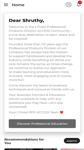 Android application L'Oréal ACCESS IN screenshort