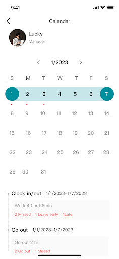 Clockin Screen 2