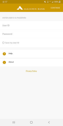 Android application Alliance Bank screenshort