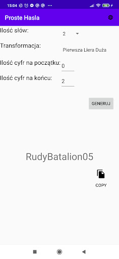 Android application ProsteHasla screenshort