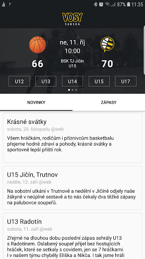 Android application Sadské Vosy screenshort